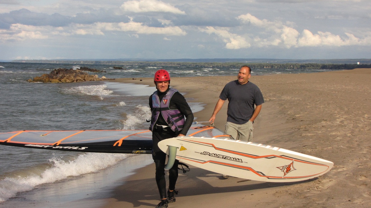 4 Matt &amp; Gary, windsurfing Lake Erie at Beach 10