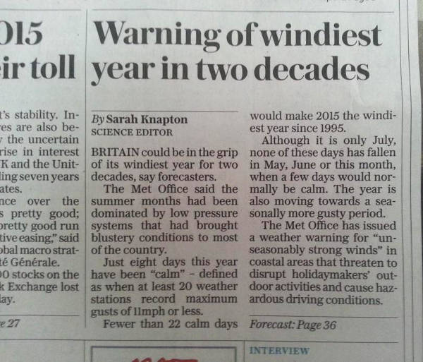 Windiest summer in two decades