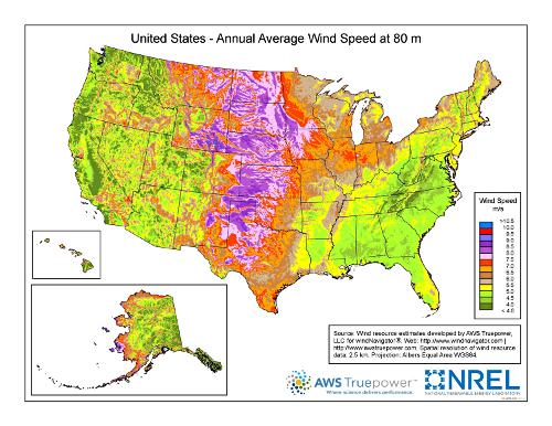 US Lack of Wind Map