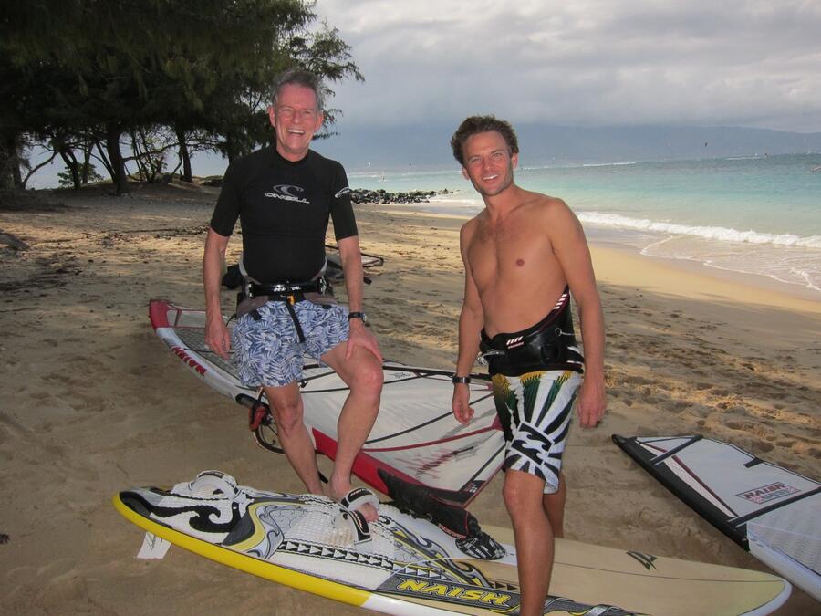 Evan &amp; Dad at Kanaha Beach Park on Maui
