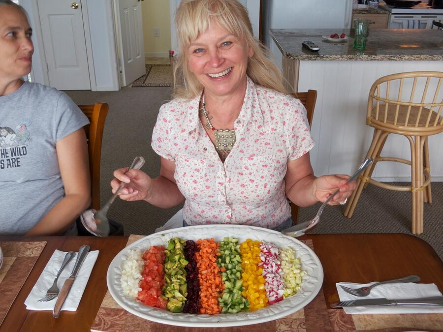 23 Peggy displaying dinner salad creation
