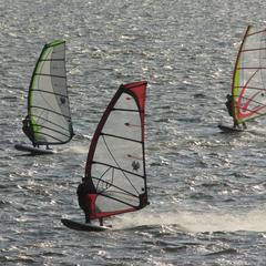31 View of windsurfers from deck
